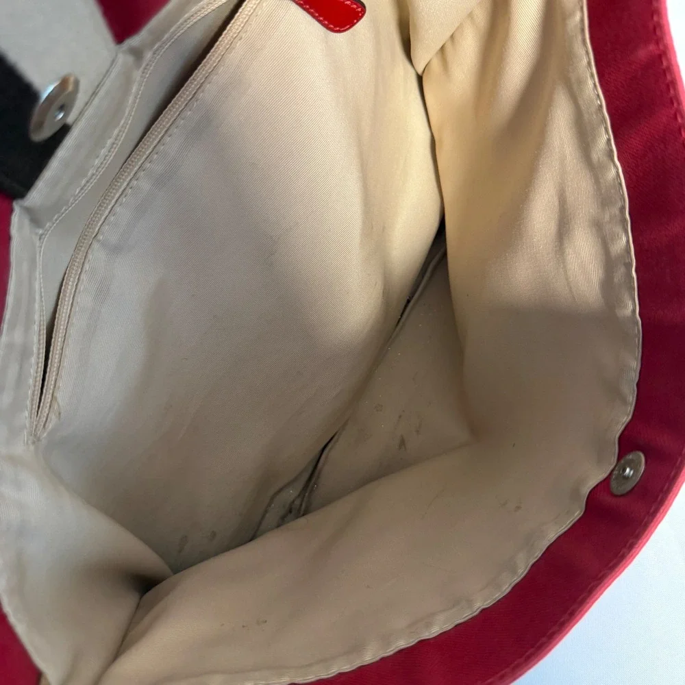 Coach Messenger Bag Large Red Heritage Stripe Canvas Crossbody F70201